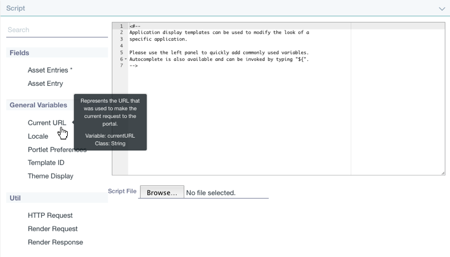Figure 2: Liferay offers a versatile script editor to customize your ADT.