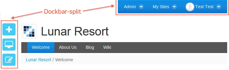 Figure 3: The Dockbar was removed in Liferay DXP 7.0 and must be replaced with the new Control Menu.