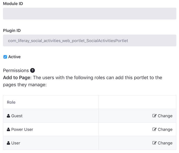 Figure 3: You can activate or deactivate a component, and change its permissions.