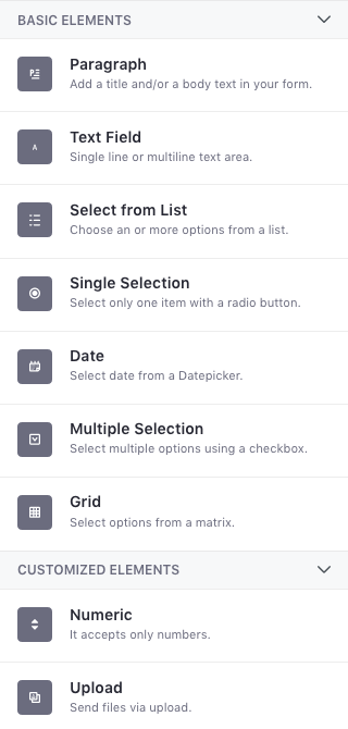 Figure 1: The Forms application has useful out-of-the-box field types, but you can add your own if you need to.