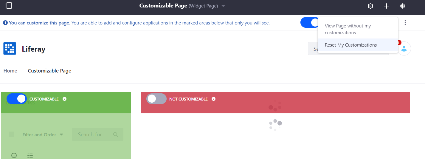 Figure 3: Customizable areas are highlighted green when organizing apps on the page.