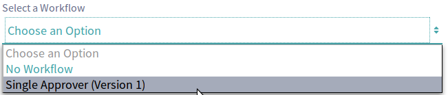 Figure 4: Select the forms workflow using the Select a Workflow dropdown
menu.