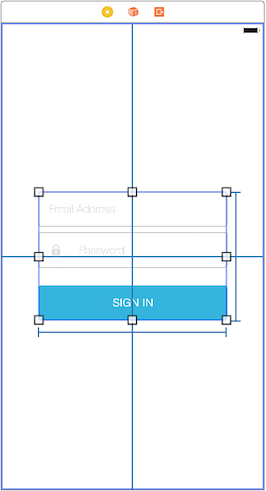 Figure 5: With the alignment and size constraints set, Login Screenlet appears in the center of the scene and its UI components arent too compressed or stretched out.