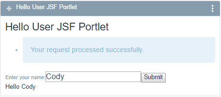 Figure 1: After submitting the users name, its displayed with a greeting.