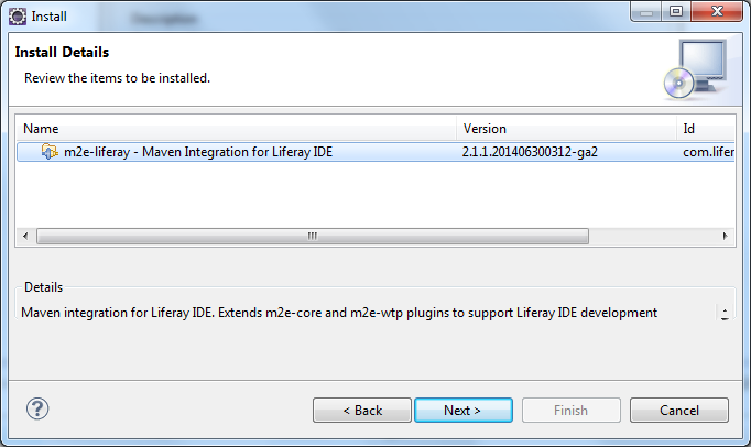 Figure 6: Review the item that you selected for installation in the previous step of the installer.