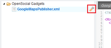 Figure 13.7: The wrench icon can be easily found to the right of your XML file.