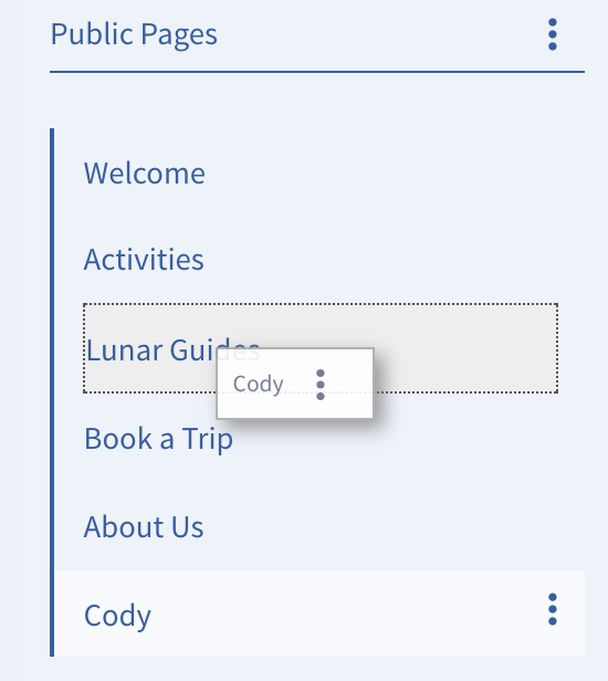 Figure 1: Nesting a page with drag and drop.