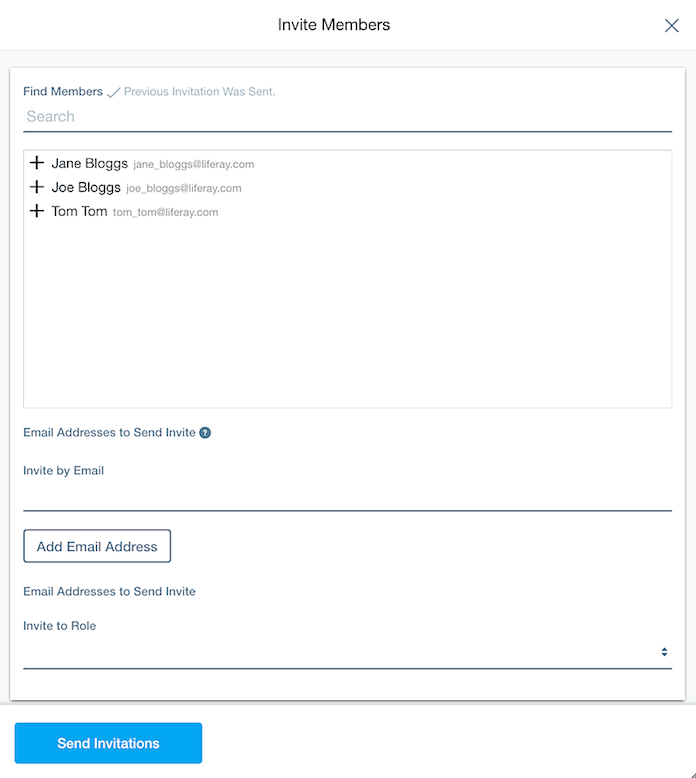 Figure 1: You can invite users by clicking the add sign next to the users name.