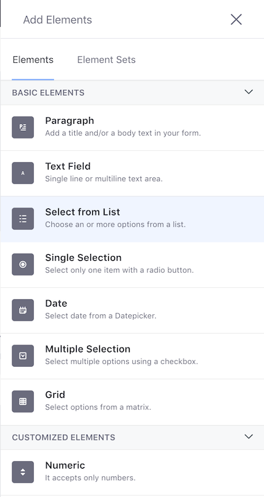 Figure 1: There are many useful out-of-the-box form field types.