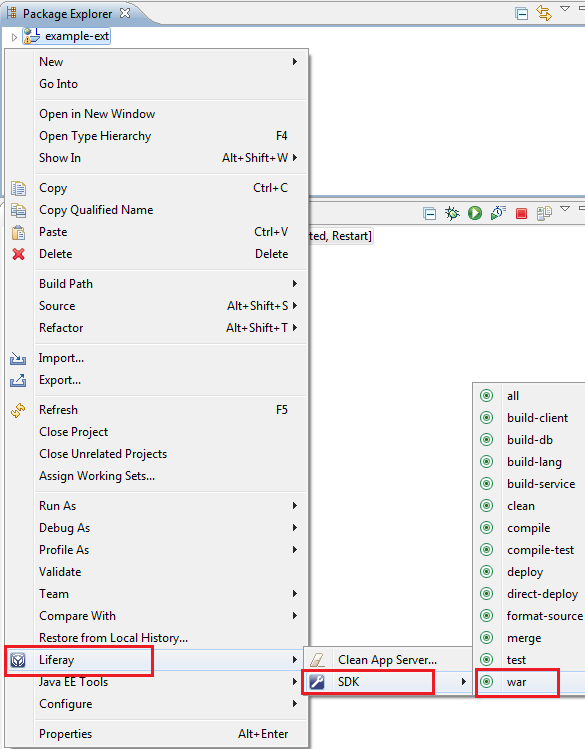 Figure 8.13: Accessing the war option