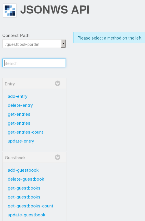 Figure 1: After youve added remote service methods to your projects *ServiceImpl classes, run Service Builder and redeploy your project. Then check that your remote services are accessible.