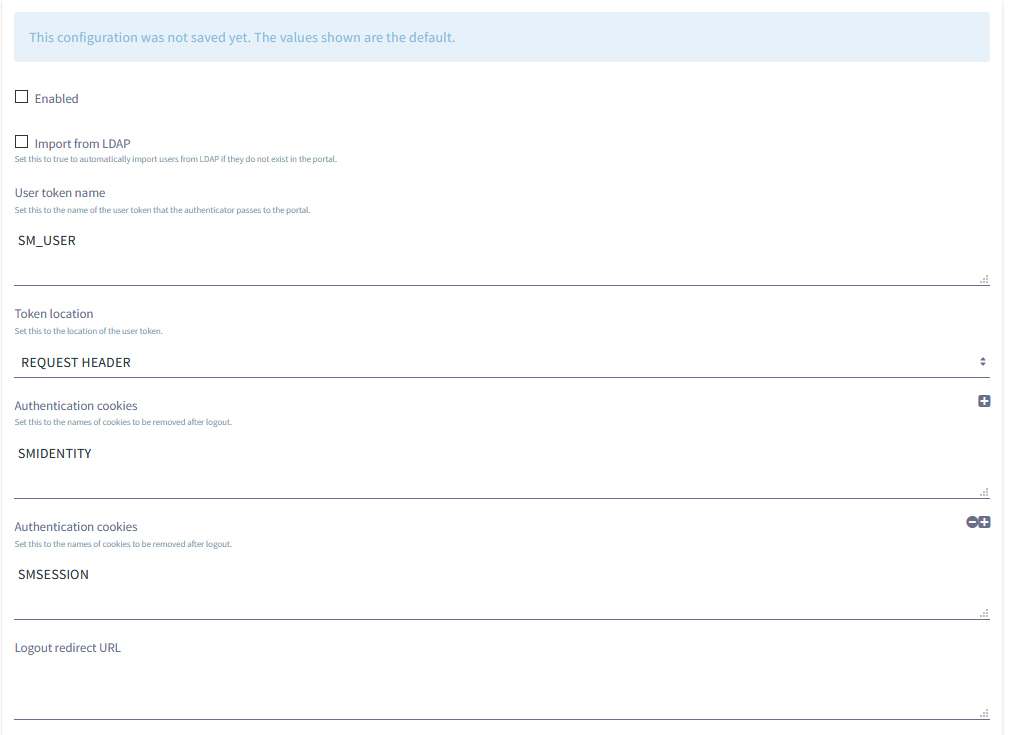 Figure 1: The form in the Control Panel provides a straightforward way to configure Token Based SSO.
