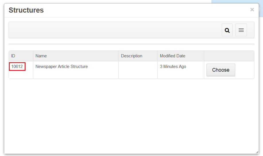 Figure 2: On adding or configuring a structure for web content, the structures ID is displayed. You can specify the ID as the value for the DDM structure ID in querying for the articles associated with the structure.