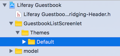 Figure 2: After adding the Themes folder to your project, the Themes/Default folder structure should appear in the Project navigator.