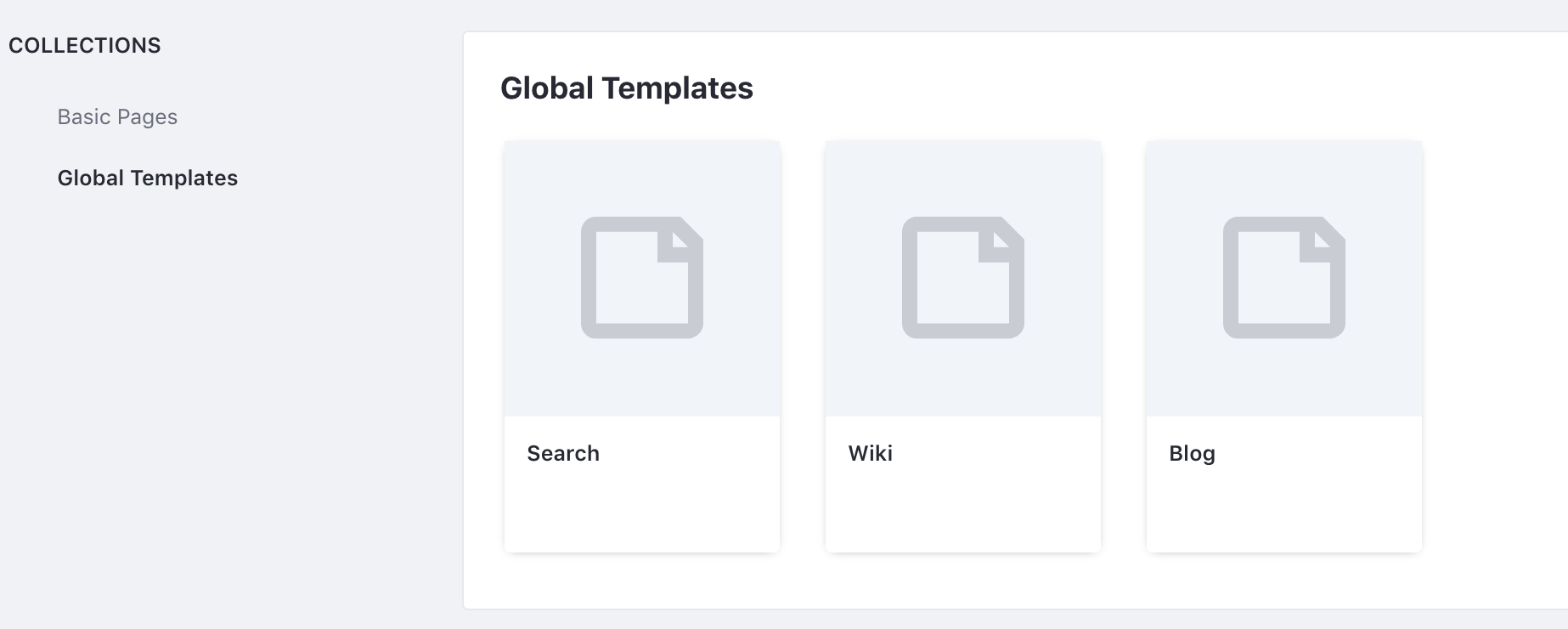 Figure 1: The Blog page template is already available for use along with the Search and Wiki page templates.
