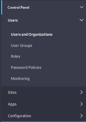 Figure 1: Administrators can access the Control Panel from the Product Menu.
