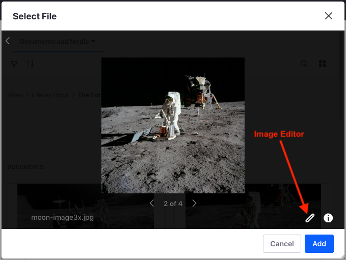 Figure 2: You can also access the image editor through the item selector preview window.