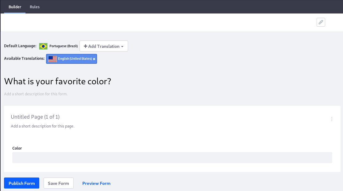図2：フォームのできるだけ多くを、ユーザーが必要とする各言語に翻訳します。