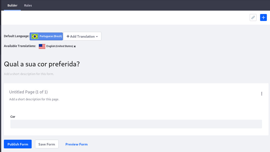 図1：フォームは、サポートされている任意の言語に翻訳可能です。