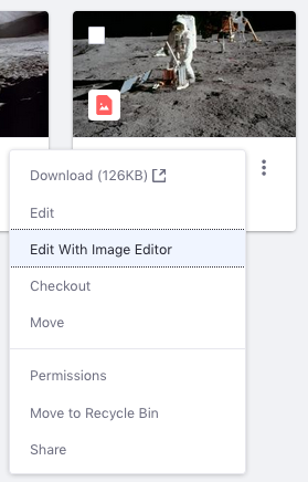 Figure 1: You can access the image editor through the Documents and Media repository.