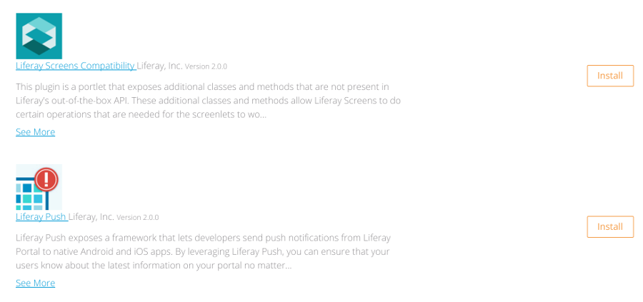 Click the Install button to install a plugin.