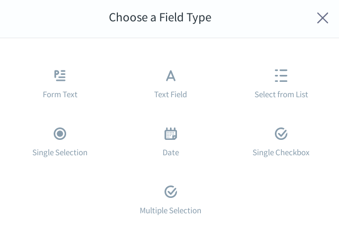 Figure 1: Out of the box form field types.