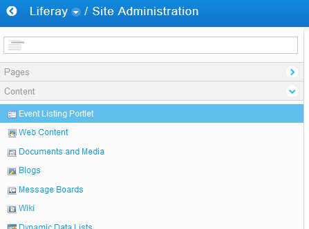 Figure 2: Notice that the lower the weighted number, the higher the portlet is listed in the specified menu.