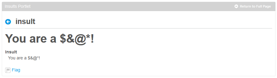 Figure 2: Users can now flag content in your portlet as inappropriate.