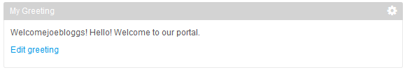 Figure 1: The portal users name is used in the welcome language key.