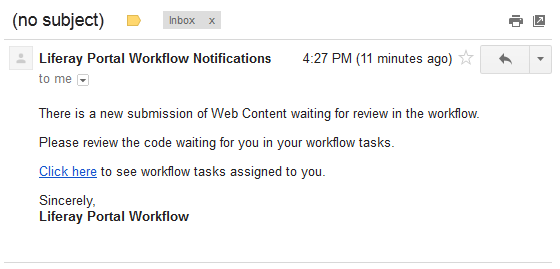 Figure 3: This is how the email notification will appear when its received.