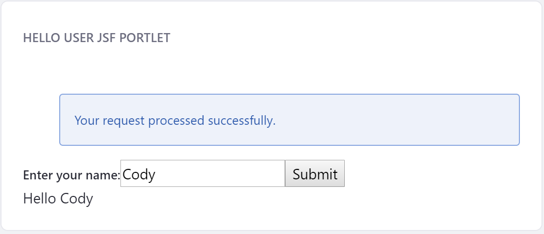 Figure 1: After submitting the users name, its displayed with a greeting.