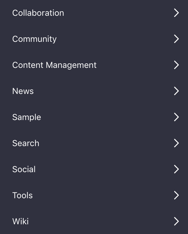 Figure 1: Users choose applications from a list of display categories.