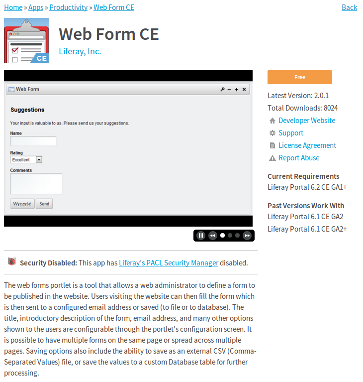 Figure 15.2: Click on a Marketplace app to view details, ratings, and reviews of the app.