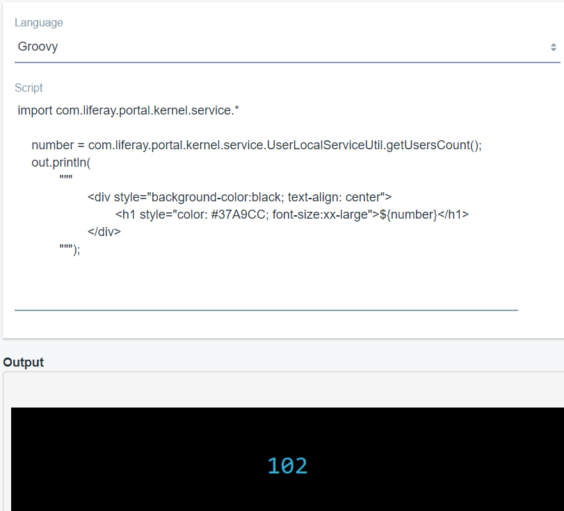 Figure 2: Heres an example of invoking a Groovy script that embeds HTML markup in the output of the script.