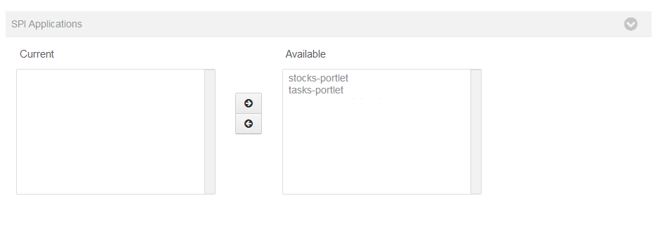 Figure 2.9: All the portlets and web plugins that youve installed on your portal are available for moving into a SPI.