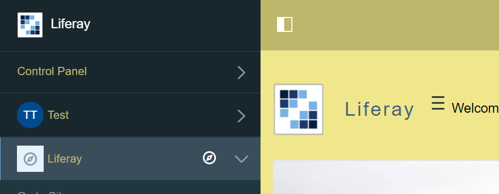 Figure 1: Your Liferay DXP pages and menu fonts now have a yellow tint.