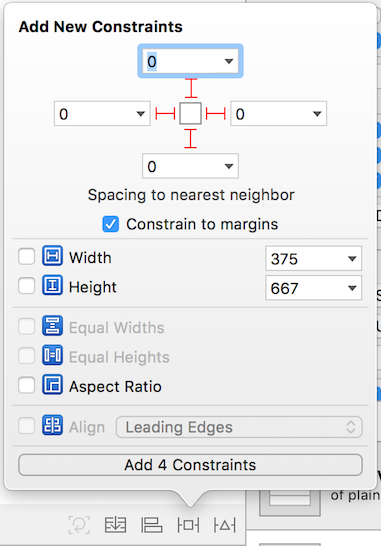 Figure 3: Add these constraints to the Table View in the XIB.