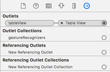 Figure 6: After creating the connection, it appears in the Connections inspector.