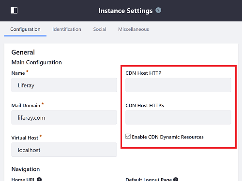 Figure 2: The Control Panel lets you configure your portals CDN.