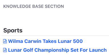 Figure 2: The Knowledge Base Section widget.