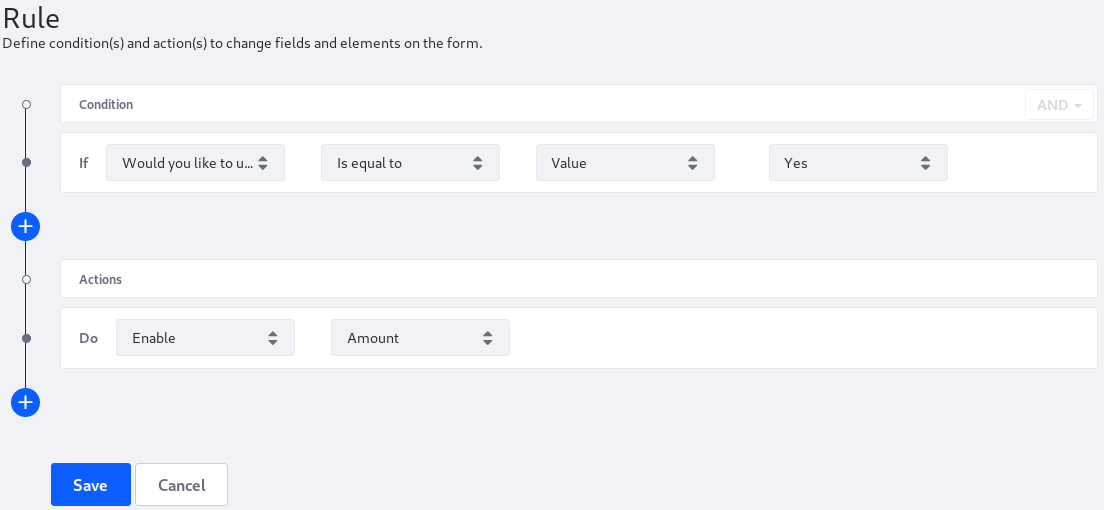 Figure 1: Build form rules quickly by defining your conditions and
actions.