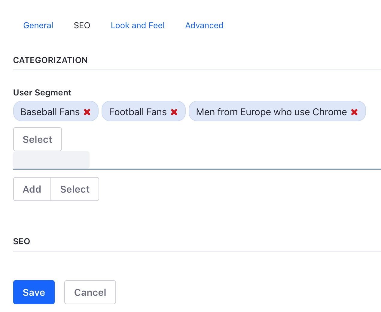 Figure 1: Pages and content can be categorized for user segments.