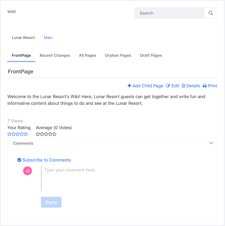 Figure 1: Users can interact with your Wiki nodes when you add the Wiki widget to a page.