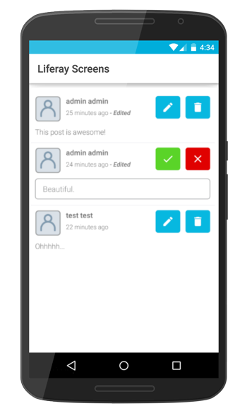 Figure 1: Comment List Screenlet using the Default View.