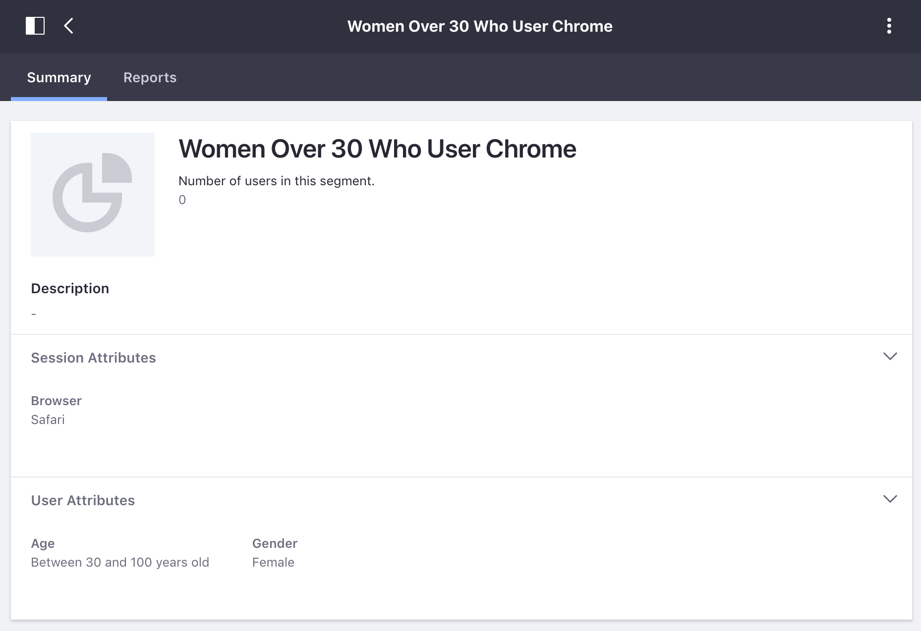 Figure 3: Select a pre-existing user segment to view its Summary page.