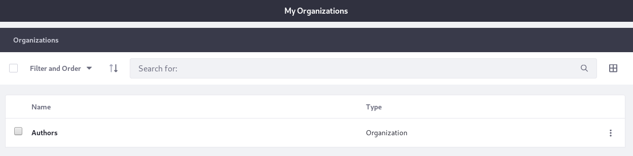 Figure 1: The My Organizations application lets Organization Administrators manage their organizations in their personal site.