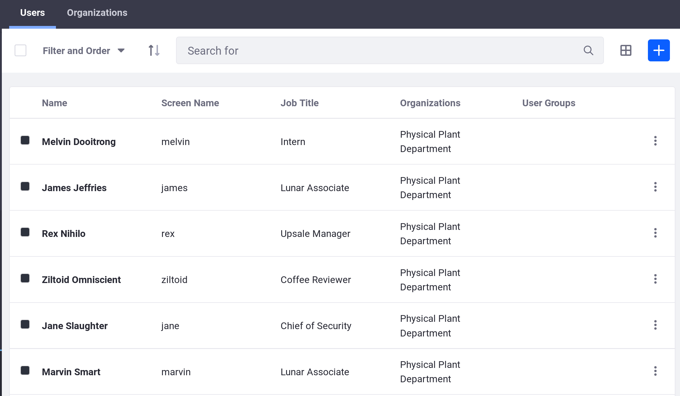 Figure 1: Add Users from the Users and Organizations section of the Control Panel.