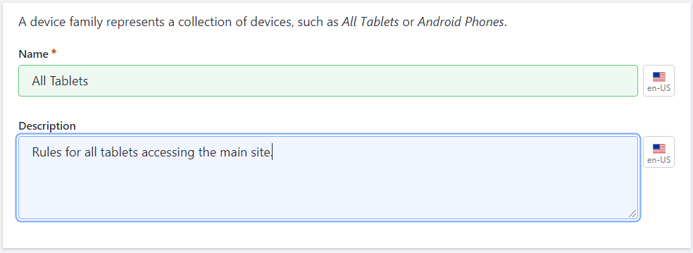 Figure 1: Create a Mobile Device Family so you can create rules.