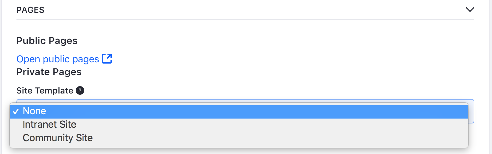 Figure 1: Selecting a Site Template.
