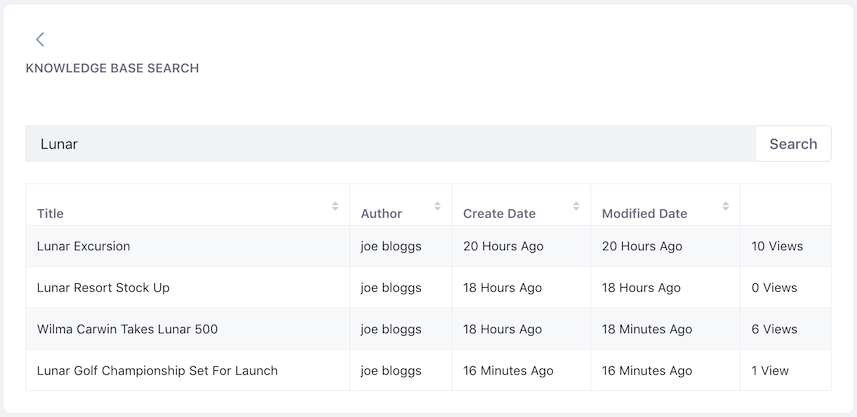 Figure 3: The Knowledge Base Search widget lets you search the Knowledge Base for keywords.